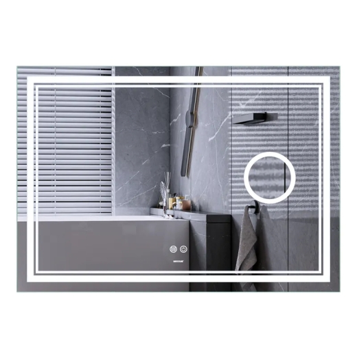 Дзеркало Mixxus Premium QUADRO MR20-120x80 з Led Touch, Anti-fog, димером, регулятором яскравості, лінзою (MP6624) - 1