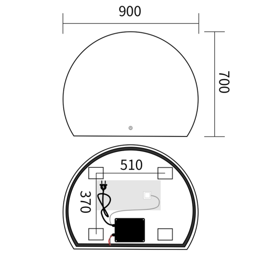 Зеркало Mixxus Premium TOPPER MS01-90x70-Reverse с Led Touch, Anti-fog, димером (3-6,5kK) (MP6632) - 2