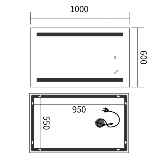 Зеркало Mixxus Premium LINES MR17-100x60-Reverse с Led Touch, Anti-fog, димером, регулятором яркости (MP6625) - 2
