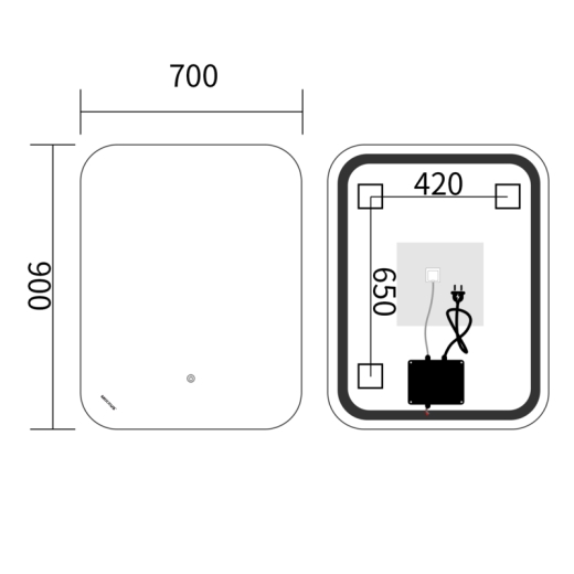 Зеркало Mixxus Premium DIVERSE MR15-90x70-Reverse с Led Touch, Anti-fog, димером (3-6,5kK) (MP6639) - 2