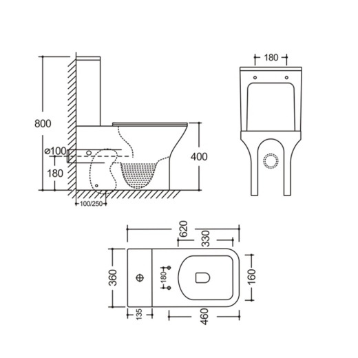 Унитаз-компакт Mixxus STYLE-0403-R 620х360х800mm, система смыва RIMLESS (MI6727) - 2