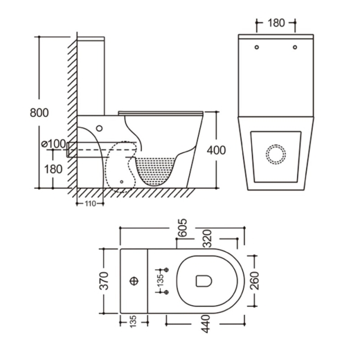 Унитаз-компакт Mixxus BEVEL-0405-R 605х370х800mm, система смыва RIMLESS (MI6728) - 2