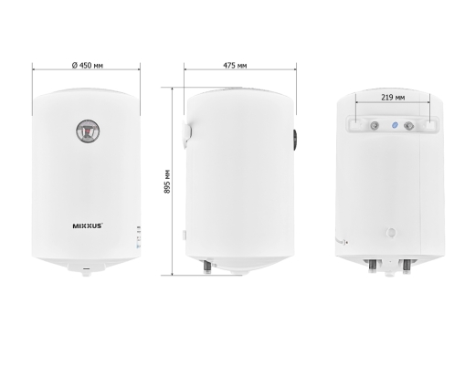 Водонагреватель "Цилиндр" MIXXUS EWH-07100 ROUND WET накопительный 100 л, мокрый тен 1,5 kW (WH0603) - 2