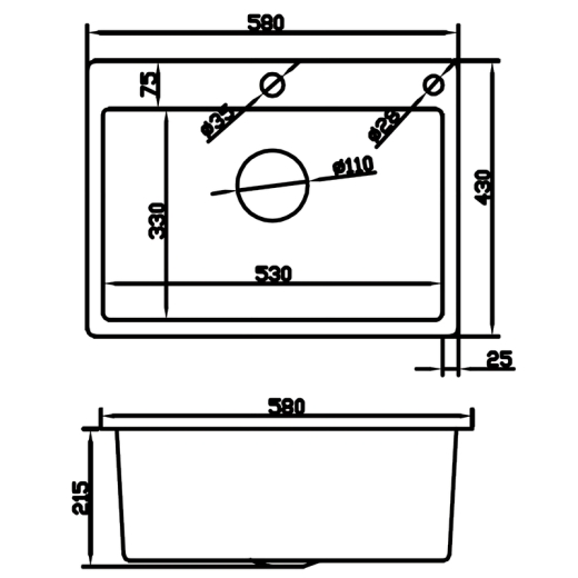 Мийка з нержавіючої сталі MIXXUS MH5843 DECOR GRAPHITE (MH5843 DECOR NANO-BLACK) (3.0/0.8) колір графіт (MI7042) - 3