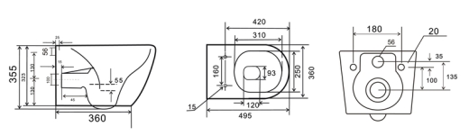 Унитаз подвесной Mixxus Premium ELLIPSE-0308-T3 GRAY 490x360x360mm система смыва TORNADO 3.0 (MP6654) - 2