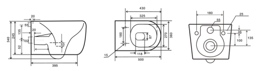 Унитаз подвесной Mixxus Premium TOPPER-0303-R GRAY 495x370x350mm система смыва RIMLESS (MP6657) - 2