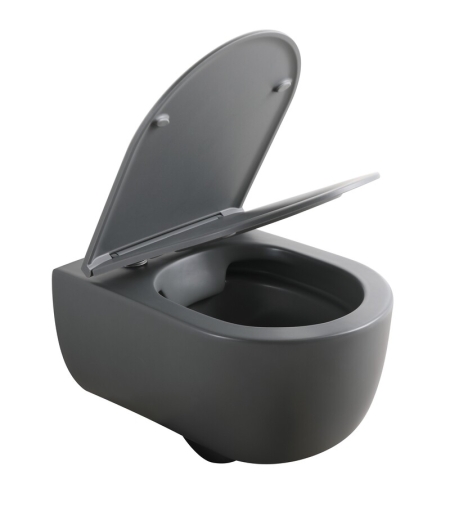 Унитаз подвесной Mixxus Premium TOPPER-0303-R GRAY 495x370x350mm система смыва RIMLESS (MP6657) - 4