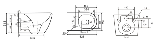 Унитаз подвесной Mixxus Premium ELLIPSE-0309-T1 GRAY 530x360x350mm система смыва TORNADO 1.0 (MP6655) - 2