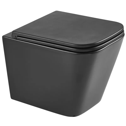 Унітаз підвісний Mixxus Premium QUADRO-0301-T3 BLACK 490х340х360mm, система змиву TORNADO 3.0 (MP6587) - 1