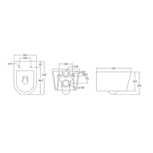 Унітаз підвісний Mixxus ELLIPSE-0306-R 520x360x365mm, система змиву RIMLESS (MI6708) - 3