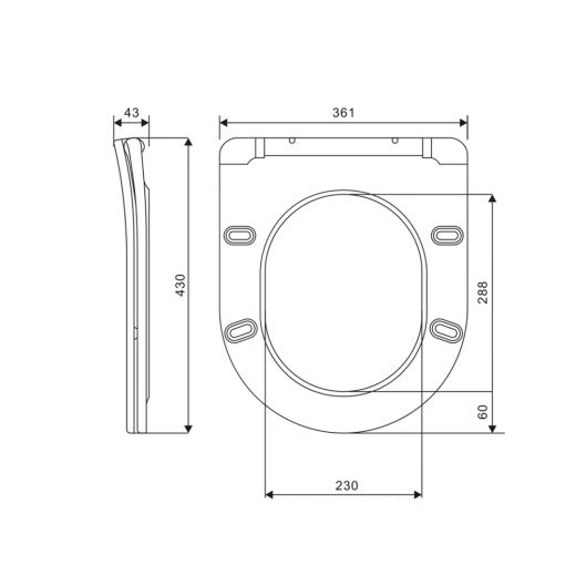 Унитаз подвесной Mixxus BEVEL-0303-T3 485x360x365mm, система смыва TORNADO 3.0 (MI6703) - 2
