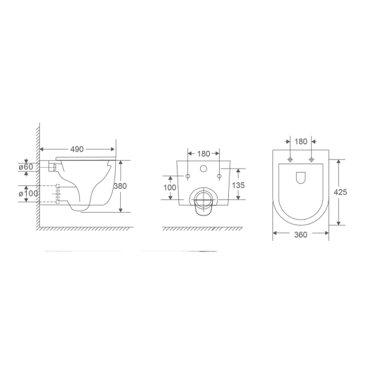 Унітаз підвісний Mixxus Premium TOPPER-0302-T3 490х360х380mm, система змиву TORNADO 3.0 (MP6599) - 2