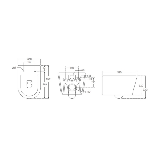 Унітаз підвісний Mixxus BEVEL-0302-T3 520x360x365mm, система змиву TORNADO 3.0 (MI6705) - 3