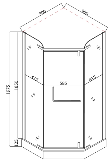 Душова кабіна з низьким піддоном Mixxus LINES SCT01-90x90x198-TR GRAPHITE прозоре скло 6мм (MI6914) - 2