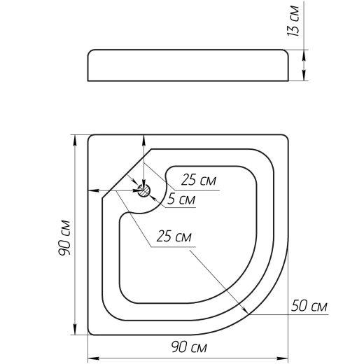 Душевая кабина с низким поддоном Mixxus PLAIN SCT02-90x90x195-TR GRAPHITE прозрачное стекло 4мм (MI6901) - 4