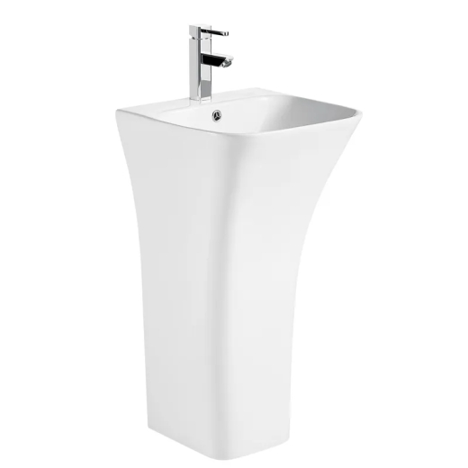 Раковина моноблок Mixxus BEVEL-1101 з отвором під змішувач та переливом 450х435х835mm (MI6697) - 1