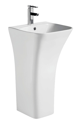 Раковина моноблок Mixxus BEVEL-1101 з отвором під змішувач та переливом 450х435х835mm (MI6697) - 6