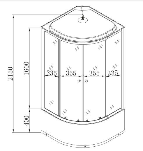 Бокс душевой без гидромассажа Mixxus STRONG SB01-90x90x215-GR SATIN с высоким поддоном (MI6885) - 2