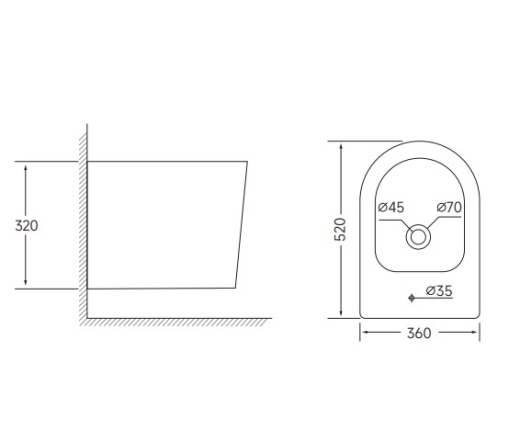 Биде подвесное Mixxus BEVEL-0502 520x360x320mm (MI6715) - 3