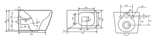 Унитаз-биде подвесной Mixxus Premium QUADRO-1301-R 510x350x345mm система смыва RIMLESS (MP6658) - 2
