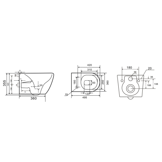 MIXXUS PREMIUM ELLIPSE-SET-2101 GRAY Комплект: Унитаз система смыва TORNADO 3.0+ Инсталляция с панелью смыва GUN GRAY (MP6668) - 3