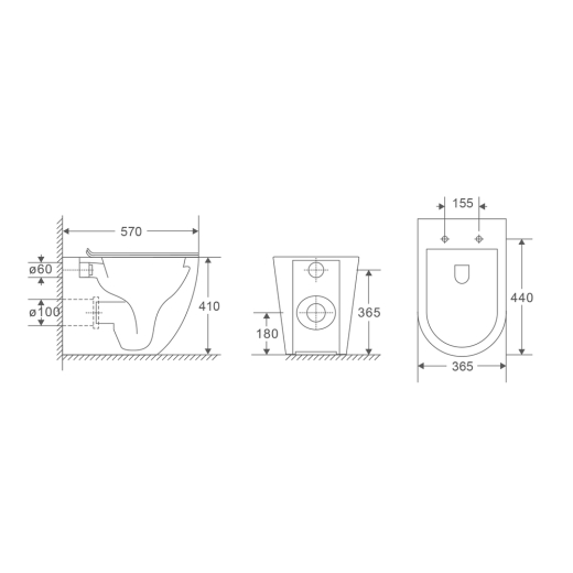 Унитаз напольный безбачковой Mixxus Premium ELLIPSE-0701-T1 570х365х410mm, система смыва TORNADO 1.0 (MP6593) - 2