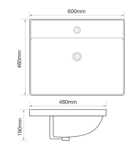 Раковина меблева MIXXUS PREMIUM STYLE-1501 600х480х190mm з отвором під змішувач та переливом (MP6498) - 7