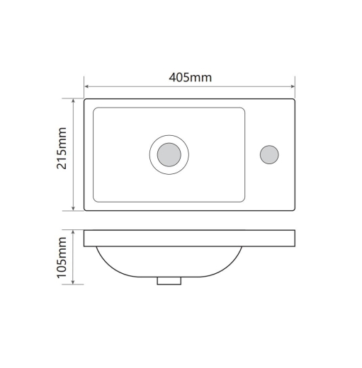 Раковина мебельная Mixxus Premium QUADRO-1501 400х215х105mm с отверстием под смеситель (MP6502) - 2