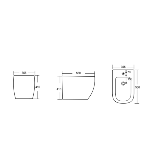 Биде напольное Mixxus Premium ELLIPSE-0601 580х360х410mm (MP6594) - 2