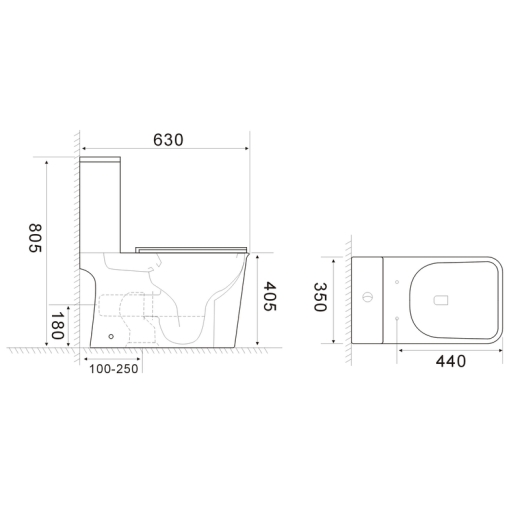 Унитаз-компакт Mixxus WAVE-0404-R 630х350х805mm, система смыва RIMLESS (MI6692) - 2