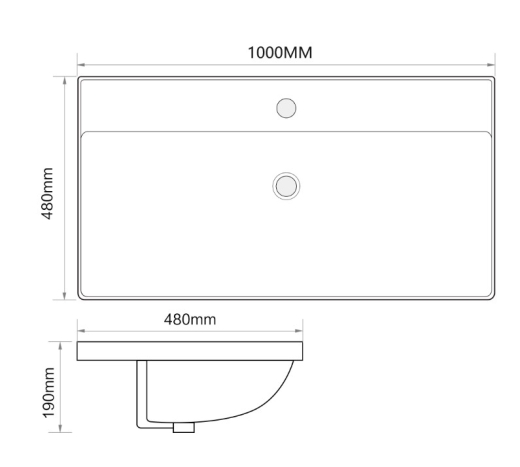 Раковина мебельная MIXXUS PREMIUM STYLE-1504 1000х480х190mm с отверстием под смеситель и переливом (MP6501) - 6