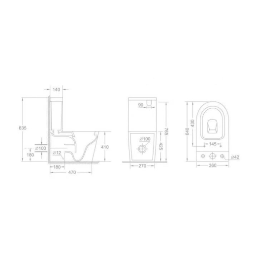 Унітаз-компакт Mixxus BEVEL-0403-T3 640x360x835mm, система змиву TORNADO 3.0 (MI6712) - 3