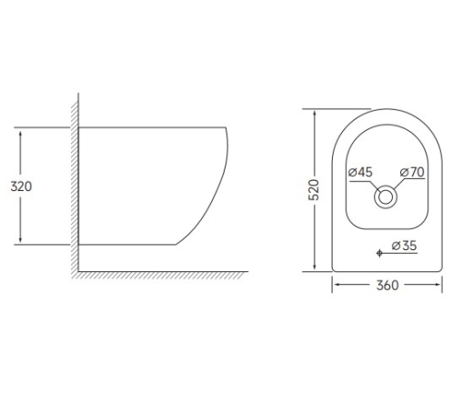 Биде подвесное Mixxus ELLIPSE-0502 520x360x320mm (MI6714) - 3