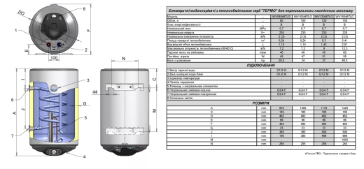Водонагрівач комбінований Galanta COMBI 120л (2,0 кВт, ліве підключення, мокрий ТЕН) - 3