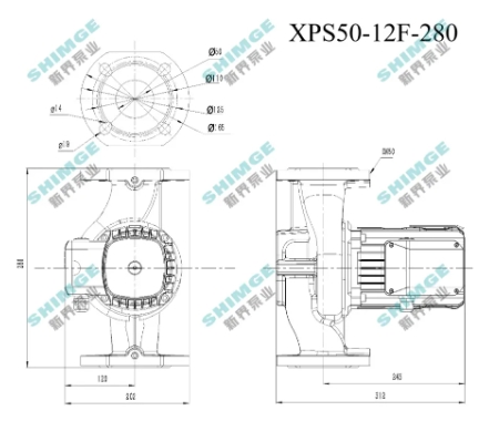 Циркуляційний насос SHIMGE XPS50-12F-280 (380В, 1,0 кВт) - 3