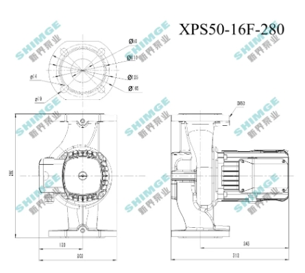 Циркуляційний насос SHIMGE XPS50-16F-280 (380В, 1,3 кВт) - 3
