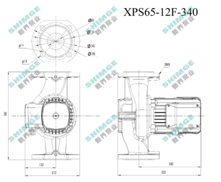 Циркуляційний насос SHIMGE XPS65-12F-340 (380В, 1,3 кВт) - 3