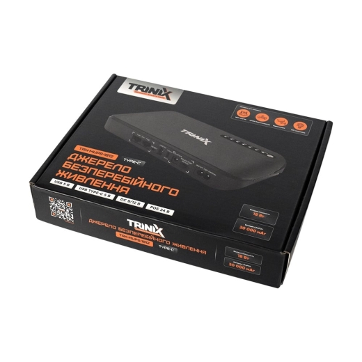 Джерело безперебійного живлення DC UPS Trinix TRX-MUPS-1812 Type-C (20000mAh LiFePo4) 5V/9V/12V/24V/PoE, LiFePo4 4*5Ah, для роутера і медіаконвертера (42-00149) - 9