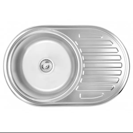 Кухонна мийка WEZER 7750(06) Satin (770x500x160 мм) з нержавіючої сталі + сифон - 1