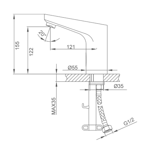 Смеситель для умивальника Frap F513-1 сенсорный, латунный корпус (хром) - 5