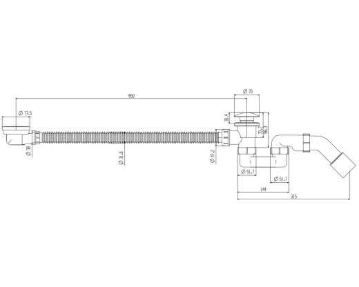 Сифон для ванни Koer BD-03-01 Click-Clack хром (KR5441) - 2