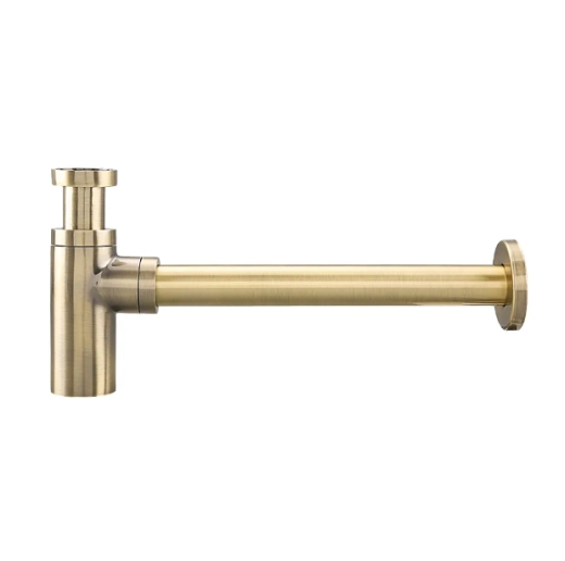 Сифон для раковины Frap F82-4 выход в стену, гайка 1 1/4" (коробка) (бронза) - 1