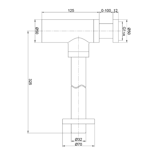 Сифон для раковины Frap F82-4 выход в стену, гайка 1 1/4" (коробка) (бронза) - 3