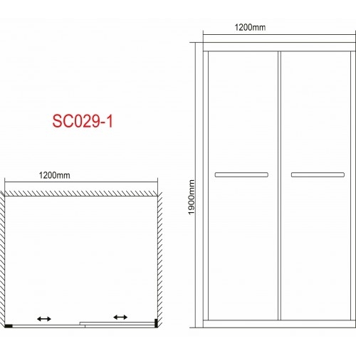 Розсувні двері Grace 120x190 см, хром, прозоре скло (SC029-1-120П) - 2