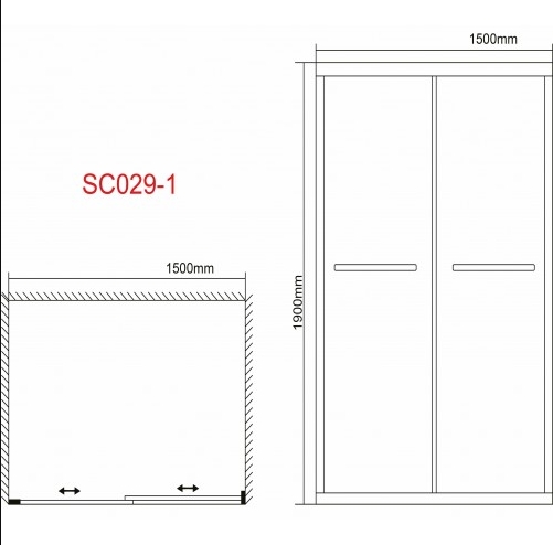 Двері розсувні Grace 150х190 см хром прозоре скло SC029-1-150П - 2