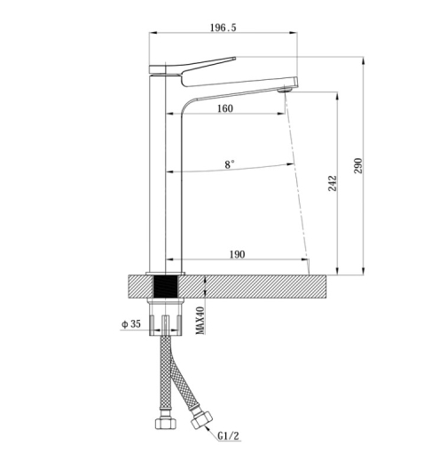 Смеситель для умывальника Mixxus Premium Degas 001 (NUT) HIGH (MI8246) - 7