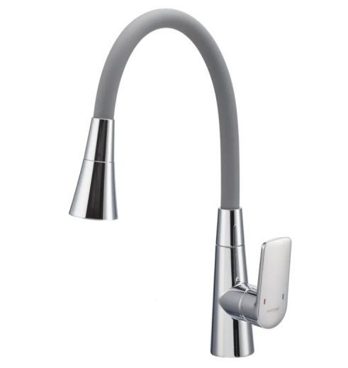 Смеситель для кухни Mixxus Premium Matis 011-T (NUT) Refl.Gray (Цвет хром+силик.излив серый) (MI8267) - 1