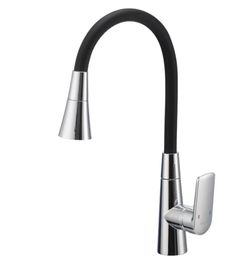 Смеситель для кухни Mixxus Premium Matis 011-T (NUT) Refl.Black (Цвет хром+силик.излив черный) (MI8266) - 1