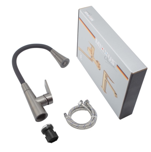 Смеситель для кухни Mixxus Premium Matis 011-T (NUT) Graphite Refl.Black (Цвет граф.+сил.излив черный) (MI8268) - 6