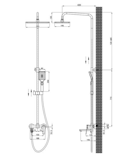 Душова колона зі змішувачем Mixxus Premium Rubens 009-J (MI8255) - 9
